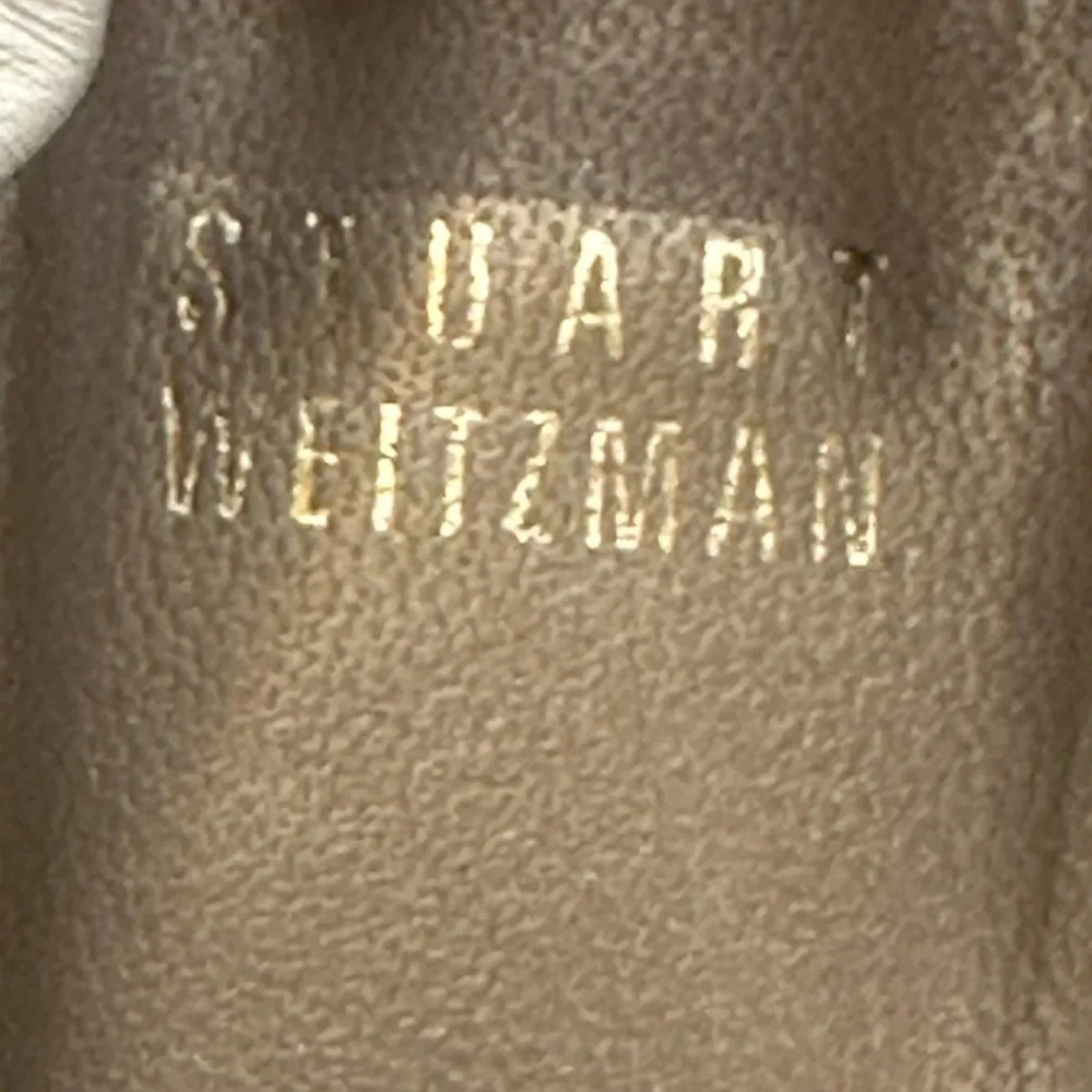 Stuart Weitzman Cream Heels with Chunky Heel and Bow Detail - Picture 3 of 7